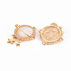 Brass Micro Pave Clear Cubic Zirconia Pendants&nbsp;KK-T062-190G-NF