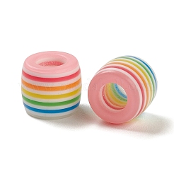 100Pcs Rainbow Striped Resin European Beads&nbsp;RESI-D051-01B