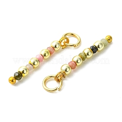 Faceted Natural Multicolor Tourmaline & Electroplate Synthetic Non-magnetic Hematite Pendants&nbsp;PALLOY-JF05542