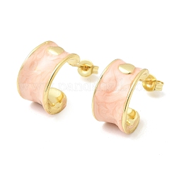 C-Shaped Brass Enamel Stud Earrings&nbsp;EJEW-P333-07G