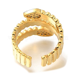 Rack Plating Brass Micro Pave Cubic Zirconia Open Cuff Rings for Women&nbsp;RJEW-M022-18G