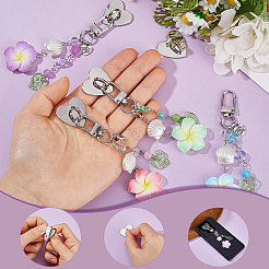4Pcs Flower Resin & Glass Pendant Decorations&nbsp;HJEW-FH00278