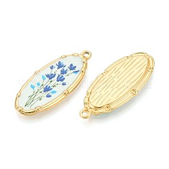 Printed Style 304 Stainless Steel Oval with Flower Pattern Pendants&nbsp;STAS-T071-27A-G