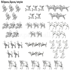 50Pcs 10 Styles Tibetan Style Alloy Dog Charms&nbsp;FIND-YW0004-83