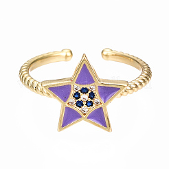 Brass Micro Pave Cubic Zirconia Cuff Rings&nbsp;RJEW-N035-033-NF