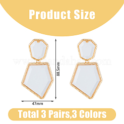 3 Pairs 3 Colors Rhinestone Polygon Dangle Stud Earrings&nbsp;EJEW-FI0002-81