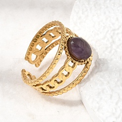304 Stainless Steel Cuff Open Rings&nbsp;RJEW-F213-03G-08