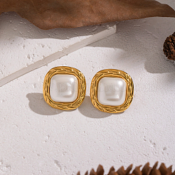 Square Stainless Steel Stud Earrings&nbsp;FC9101-1
