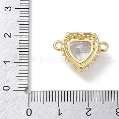 Brass Micro Pave Cubic Zirconia with Glass Heart Links Connector Charms&nbsp;KK-L268-017G-01