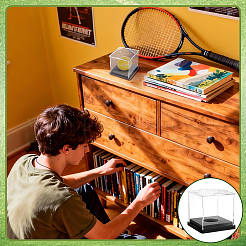 Transparent Acrylic Tennis Display Cases with Black Base&nbsp;ODIS-WH0030-299