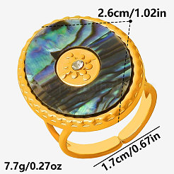 304 Stainless Steel with Natural Shell Cuff Open Rings for Women&nbsp;QD6142-3