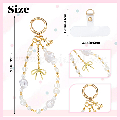 2Pcs Shell Pearl & Alloy & Brass Mobile Straps&nbsp;HJEW-SW00485