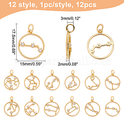 12Pcs 12 Style Brass Micro Pave Cubic Zirconia Pendants&nbsp;KK-FH0004-43