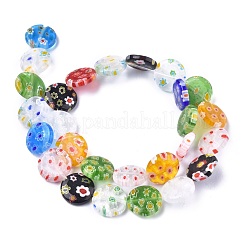 Flat Round Handmade Millefiori Glass Beads Strands&nbsp;LK-R004-63