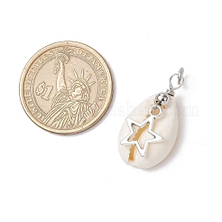 Natural Cowrie Shell & Alloy Pendants&nbsp;PALLOY-JF03937