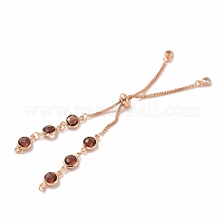 Real Rose Gold Plated Half Finished Brass Rhinestone Box Chains Bracelet&nbsp;MAK-M026-01RG