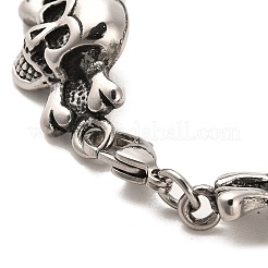 304 Stainless Steel Skull Link Chain Bracelets&nbsp;BJEW-E094-16AS