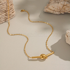 Minimalist 304 Stainless Steel Geometric Knot Pendant Necklaces for Women&nbsp;UR8477
