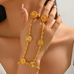 Vintage Brass Flower Link Double Ring Bracelets for Wedding and Formal Ooccasions&nbsp;YR9933