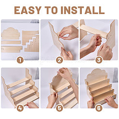 4-Tier Wood Greeting Card Display Riser Stands&nbsp;ODIS-WH0043-229