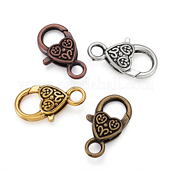 Tibetan Style Alloy Heart Lobster Claw Clasps&nbsp;TIBE-KS0001-02