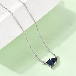 Brass Pave Cubic Zirconia Rectangle and Heart Pendant Cable Chain Necklaces&nbsp;KK-CBAB173-04P-01