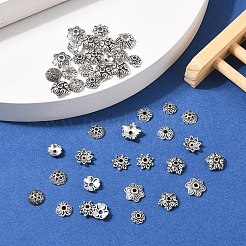 400Pcs 7 Style Tibetan Style Alloy Bead Caps&nbsp;TIBE-YW0001-80