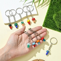 10Pcs Lampwork Mushroom Pendant Keychain&nbsp;KEYC-FS00021
