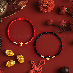 2Pcs 2 Colors Old Coin Lucky Charm Slider Bracelets&nbsp;BJEW-GO0002-06