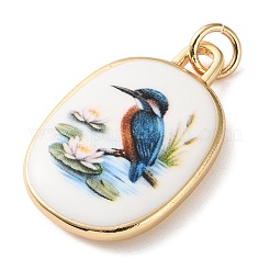Golden Tone Brass Enamel Pendants&nbsp;KK-CBADFD5-03G-C