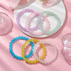 6Pcs 6 Colors 8mm Round Imitation Jade Glass Beaded Stretch Bracelet Sets&nbsp;BJEW-JB10774