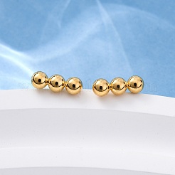 201 Stainless Steel Beaded Horizontal Bar Stud Earrings with 316 Stainless Steel Pin for Women&nbsp;X-STAS-K238-01G
