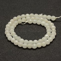 Faceted Natural White Jade Beads Strands&nbsp;X-G-F448-6mm