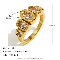 316L Surgical Stainless Steel with Clear Cubic Zirconia Finger Rings&nbsp;WGB9731-02