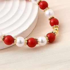 ABS Imitation Pearl Round Beads Stretch Bracelets for Women&nbsp;BJEW-D317-10B-G