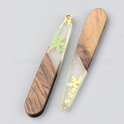 Transparent Resin & Walnut Wood Pendants&nbsp;RESI-S389-039A-D01
