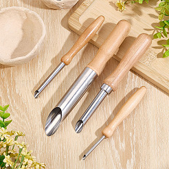 4Pcs 4 Styles Wood & Stainless Steel Double Heads Modeling Clay Sculpting Tools Set&nbsp;DIY-WH0308-691