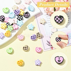 36Pcs 18 Styles Hounds Tooth Pattern Paint Alloy Beads&nbsp;FIND-CJ0003-27