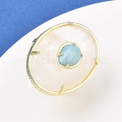 Natural Quartz Crystal & Flower Amazonite Oval Cuff Rings&nbsp;G-P599-01G-01