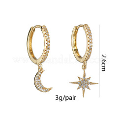Clear Cubic Zirconia Star & Moon Asymmetrical Earrings&nbsp;MOST-PW0001-064G