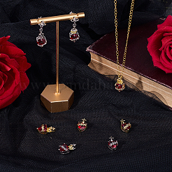 8Pcs 4 Colors Brass Glass Pendants&nbsp;KK-SC0007-95