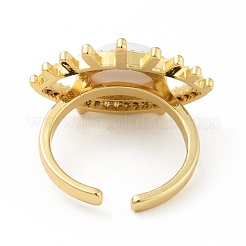 Cubic Zirconia Sun with Evil Eye Open Cuff Ring with Enamel&nbsp;RJEW-B042-08G-01