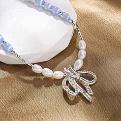 Natural Pearl & Cat Eye Beaded Necklaces&nbsp;NJEW-Q023-01S