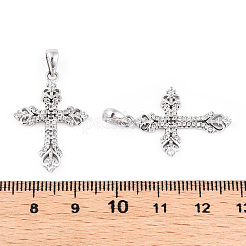 Rhodium Plated 925 Sterling Silver Micro Pave Clear Cubic Zirconia Pendants&nbsp;STER-T007-34P