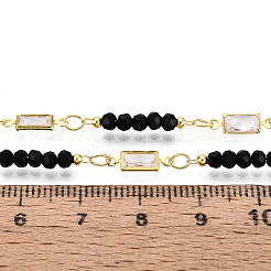 Brass Cubic Zirconia Rectangle Link Chains&nbsp;CHC-T018-19A-G