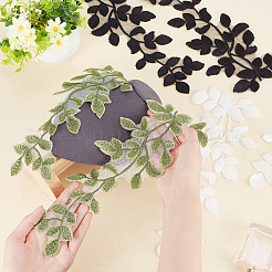 3 Pairs 3 Colors Leaf Polyester Computerized Embroidery Sew on Ornament Accessories&nbsp;DIY-FG0004-38