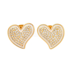 Rack Plating Brass Micro Pave Clear Cubic Zirconia Stud Earrings for Women&nbsp;EJEW-C125-32G