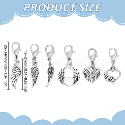 36Pcs 6 Styles Wings Alloy Pendant Decorations&nbsp;HJEW-GO00258