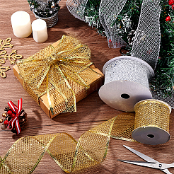 2 Rolls 2 Colors 9M Sparkle Polyester Mesh Ribbon with Paillettes&nbsp;OCOR-PH0005-94