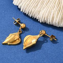 304 Stainless Steel Dangle Stud Earrings&nbsp;EJEW-P298-01B-G